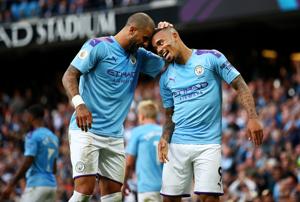Gabriel Jesus and Kyle Walker of Manchester City.(Getty Images) Gabriel Jesus and Kyle Walker of Manchester City.(Getty Images)