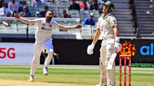 Mohammed Siraj celebrates the wicket of Marnus Labuschagne(Getty Images) Mohammed Siraj celebrates the wicket of Marnus Labuschagne(Getty Images)
