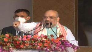 Home minister Amit Shah addresses a gathering in Assam.(BJP4India/Twitter) Home minister Amit Shah addresses a gathering in Assam.(BJP4India/Twitter)