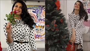 Jacqueline’ rosy Christmas vibes and polka dot fashion hooks 1.1m fans(Instagram/jacquelinef143/Chandini Whabi) Jacqueline’ rosy Christmas vibes and polka dot fashion hooks 1.1m fans(Instagram/jacquelinef143/Chandini Whabi)