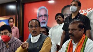 Chief minister of Madhya Pradesh Shivraj Singh Chouhan during a press conference.(ANI) Chief minister of Madhya Pradesh Shivraj Singh Chouhan during a press conference.(ANI)
