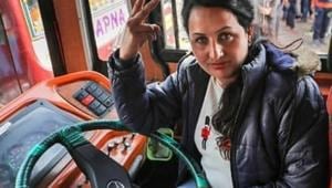 The image shows Jammu and Kashmir’s first female driver Pooja Devi.(Twitter@DrJitendraSingh) The image shows Jammu and Kashmir’s first female driver Pooja Devi.(Twitter@DrJitendraSingh)