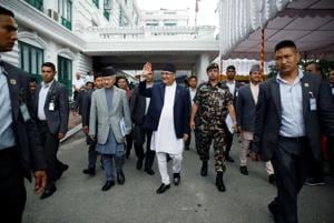 Nepal's KP Oli smiles as he walks out after the inauguration of a petroleum pipeline project in Kathmandu.(REUTERS FILE) Nepal's KP Oli smiles as he walks out after the inauguration of a petroleum pipeline project in Kathmandu.(REUTERS FILE)