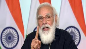 Prime Minister Narendra Modi addresses during a launch of Ayushman Bharat PM-JAY SEHAT to extend coverage to all residents of J&K via video conferencing, in New Delhi on Saturday.(ANI) Prime Minister Narendra Modi addresses during a launch of Ayushman Bharat PM-JAY SEHAT to extend coverage to all residents of J&K via video conferencing, in New Delhi on Saturday.(ANI)
