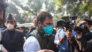 Congress leader Rahul Gandhi leaves for Rashtrapati Bhavan to meet President Ram Nath Kovind regarding the farmers' protest, on December 24.(Amal KS/HT Photo) Congress leader Rahul Gandhi leaves for Rashtrapati Bhavan to meet President Ram Nath Kovind regarding the farmers' protest, on December 24.(Amal KS/HT Photo)