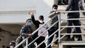 Former Prime Minister Pushpa Kamal Dahal, also known as Prachanda, who is opposing Prime Minister Khadga Prasad Sharma Oli, also known as K.P. Oli, waves as he proceeds to the election commission following the protest against the dissolution of parliament in Kathmandu, Nepal.(REUTERS) Former Prime Minister Pushpa Kamal Dahal, also known as Prachanda, who is opposing Prime Minister Khadga Prasad Sharma Oli, also known as K.P. Oli, waves as he proceeds to the election commission following the protest against the dissolution of parliament in Kathmandu, Nepal.(REUTERS)