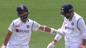 Ajinkya Rahane encouraging Ravindra after getting run out against Australia on Day 3(Twitter) Ajinkya Rahane encouraging Ravindra after getting run out against Australia on Day 3(Twitter)
