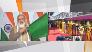 PM Modi flagging off India’s first driverless train on Monday. PM Modi flagging off India’s first driverless train on Monday.