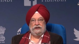 Civil Aviation Minister Hardeep Singh Puri at a press conference on Tuesday.(https://twitter.com/HardeepSPuri) Civil Aviation Minister Hardeep Singh Puri at a press conference on Tuesday.(https://twitter.com/HardeepSPuri)