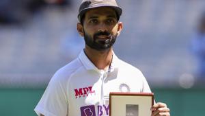 India's Ajinkya Rahane holds his man of the match award after winning the second cricket test against Australia at the Melbourne Cricket Ground, Melbourne, Australia, Tuesday, Dec. 29, 2020. India defeated Australia by eight wickets to level the series at 1-1.(AP) India's Ajinkya Rahane holds his man of the match award after winning the second cricket test against Australia at the Melbourne Cricket Ground, Melbourne, Australia, Tuesday, Dec. 29, 2020. India defeated Australia by eight wickets to level the series at 1-1.(AP)