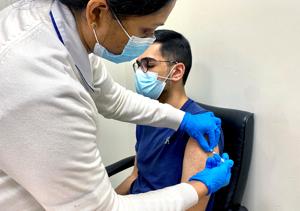 A man receives a dose of a vaccine against the coronavirus disease (Covid-19), in Dubai, United Arab Emirates.(REUTERS) A man receives a dose of a vaccine against the coronavirus disease (Covid-19), in Dubai, United Arab Emirates.(REUTERS)