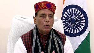 Defence Minister Rajnath Singh addresses(ANI) Defence Minister Rajnath Singh addresses(ANI)