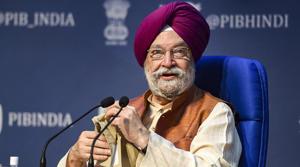 Union Minister for Civil Aviation Hardeep Singh Puri addresses a press conference at National Media Centre, in New Delhi.(PTI) Union Minister for Civil Aviation Hardeep Singh Puri addresses a press conference at National Media Centre, in New Delhi.(PTI)