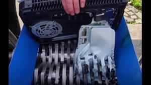 The image shows a brand new PS5 being shredded.(YouTube/@Captain Crunch Experiments) The image shows a brand new PS5 being shredded.(YouTube/@Captain Crunch Experiments)