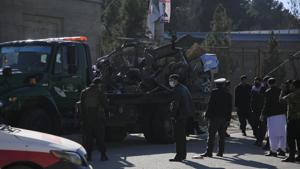Afghan security personnel investigate a damaged car which was used for a car bomb explosion in Kabul, Afghanistan on Thursday.(AP PHOTO.) Afghan security personnel investigate a damaged car which was used for a car bomb explosion in Kabul, Afghanistan on Thursday.(AP PHOTO.)