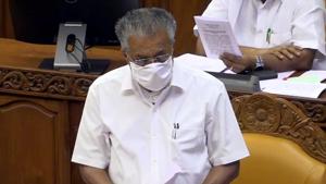 Kerala Chief Minister Pinarayi Vijayan moves resolution against Centre's farm laws in the special session of State Assembly, in Thiruvananthapuram.(ANI) Kerala Chief Minister Pinarayi Vijayan moves resolution against Centre's farm laws in the special session of State Assembly, in Thiruvananthapuram.(ANI)