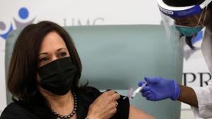 Both Kamala Harris and Joe Biden have been administered the Pfizer/ BioNTech vaccine in the public eye to demonstrate its safety and efficacy(REUTERS) Both Kamala Harris and Joe Biden have been administered the Pfizer/ BioNTech vaccine in the public eye to demonstrate its safety and efficacy(REUTERS)