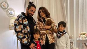 Ayushmann Khurrana and Tahira Kashyap with their kids. Ayushmann Khurrana and Tahira Kashyap with their kids.
