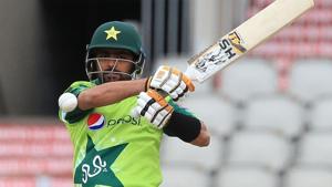 Babar Azam in action.(REUTERS) Babar Azam in action.(REUTERS)