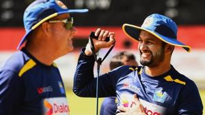 Sri Lanka Test skipper Dimuth Karunarathne during a practice session(@OfficialSLC/Twitter) Sri Lanka Test skipper Dimuth Karunarathne during a practice session(@OfficialSLC/Twitter)