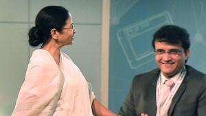 Mamata Banerjee on Saturday expressed her sadness after former India cricket captain and BCCI president Sourav Ganguly was admitted to a hospital in Kolkata when he complained of chest pain.(PTI) Mamata Banerjee on Saturday expressed her sadness after former India cricket captain and BCCI president Sourav Ganguly was admitted to a hospital in Kolkata when he complained of chest pain.(PTI)