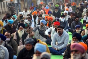 Farmers sit in protest against the new farm laws, at Ghazipur (Delhi-UP border), in New Delhi, India.(Raj K Raj/HT PHOTO) Farmers sit in protest against the new farm laws, at Ghazipur (Delhi-UP border), in New Delhi, India.(Raj K Raj/HT PHOTO)
