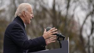 President-elect Joe Biden speaks at a drive-in rally for Georgia Democratic candidates for US Senate Raphael Warnock and Jon Ossoff in Atlanta.(AP)