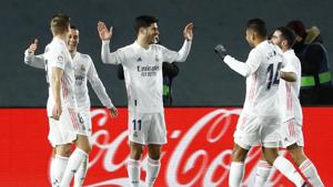 Real Madrid players celebrate a goal.(Reuters) Real Madrid players celebrate a goal.(Reuters)