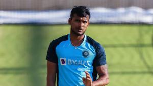 T Natarajan trains in the nets(BCCI) T Natarajan trains in the nets(BCCI)