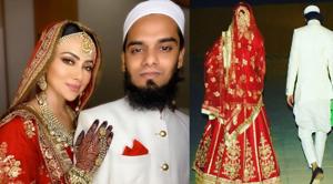 Sana Khan with husband Anas Saiyad at their wedding. Sana Khan with husband Anas Saiyad at their wedding.