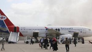The attack Wednesday took place just moments after a plane carrying members of Yemen’s Cabinet landed on a flight from the Saudi Arabian capital, Riyadh.(Reuters) The attack Wednesday took place just moments after a plane carrying members of Yemen’s Cabinet landed on a flight from the Saudi Arabian capital, Riyadh.(Reuters)