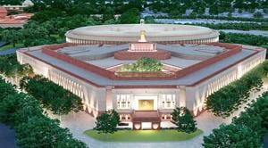 File photo: A model of the proposed new Parliament building in New Delhi.(PTI) File photo: A model of the proposed new Parliament building in New Delhi.(PTI)