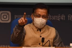 Health secretary Rajesh Bhushan said the government never imposed any ban on the export of Covid-19 vaccine.(Vipin Kumar/HT PHOTO) Health secretary Rajesh Bhushan said the government never imposed any ban on the export of Covid-19 vaccine.(Vipin Kumar/HT PHOTO)
