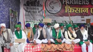 New Delhi, India - January 05, 2020: Demonstrators on a hunger strike while camped in protest against new farm laws at Ghazipur border in New Delhi, India on Tuesday January 05, 2021. (Photo by )(Sakib Ali /Hindustan Times) New Delhi, India - January 05, 2020: Demonstrators on a hunger strike while camped in protest against new farm laws at Ghazipur border in New Delhi, India on Tuesday January 05, 2021. (Photo by )(Sakib Ali /Hindustan Times)