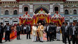 India is looking to revive the religious and cultural heritage of Nepal given the civilizational ties between the two countries. PM Modi had visited the Janaki Mandir in Janakpur, during his 2018 visit.(REUTERS) India is looking to revive the religious and cultural heritage of Nepal given the civilizational ties between the two countries. PM Modi had visited the Janaki Mandir in Janakpur, during his 2018 visit.(REUTERS)