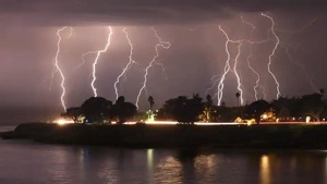 A rare lightning storm crackles over Mitchell’s Cove in early morning in Santa Cruz, Calif. The severe storm system rolled through the San Francisco and Monterey Bay areas in August, packing a combination of dry lightning and high winds that triggered wildfires throughout the region.(AP) A rare lightning storm crackles over Mitchell’s Cove in early morning in Santa Cruz, Calif. The severe storm system rolled through the San Francisco and Monterey Bay areas in August, packing a combination of dry lightning and high winds that triggered wildfires throughout the region.(AP)