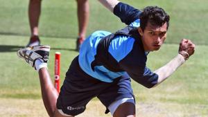 Navdeep Saini bowls in the nets.(Getty Images) Navdeep Saini bowls in the nets.(Getty Images)
