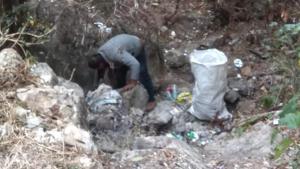 The image shows an individual cleaning the area around the waterfall.(Twitter/@iPradeepSangwan) The image shows an individual cleaning the area around the waterfall.(Twitter/@iPradeepSangwan)