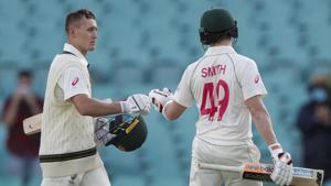 Australia's Steve Smith and Marnus Labuschagne, left, walk from the field following play on day one of the third cricket test between India and Australia at the Sydney Cricket Ground, Sydney, Australia, Thursday, Jan. 7, 2021. (AP Photo/Rick Rycroft)(AP) Australia's Steve Smith and Marnus Labuschagne, left, walk from the field following play on day one of the third cricket test between India and Australia at the Sydney Cricket Ground, Sydney, Australia, Thursday, Jan. 7, 2021. (AP Photo/Rick Rycroft)(AP)