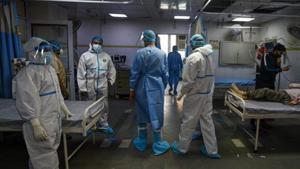 The hospital, which used to see around 9,000 patients a day in its outpatient clinic before the onset of the pandemic, was asked to re-start non-Covid services on half its beds at the beginning of the year.(Biplov Bhuyan/HT PHOTO) The hospital, which used to see around 9,000 patients a day in its outpatient clinic before the onset of the pandemic, was asked to re-start non-Covid services on half its beds at the beginning of the year.(Biplov Bhuyan/HT PHOTO)