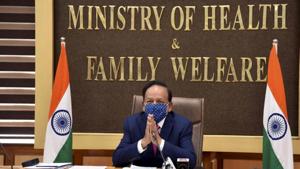 Earlier, the health minister held a meeting with the health ministers, principal secretaries and additional chief secretaries of states and UTs to review the preparedness of the vaccination mock drill in their respective areas.(PTI Photo) Earlier, the health minister held a meeting with the health ministers, principal secretaries and additional chief secretaries of states and UTs to review the preparedness of the vaccination mock drill in their respective areas.(PTI Photo)