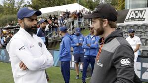 Indian captain Virat Kohli, left, talks with New Zealand captain Kane Williamson(AP) Indian captain Virat Kohli, left, talks with New Zealand captain Kane Williamson(AP)