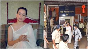 Kangana Ranaut recorded her statement at the Bandra police station. Kangana Ranaut recorded her statement at the Bandra police station.