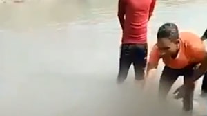One of the accused seen hurting the rare Gangetic Dolphin in Uttar Pradesh.(EDITORJI) One of the accused seen hurting the rare Gangetic Dolphin in Uttar Pradesh.(EDITORJI)
