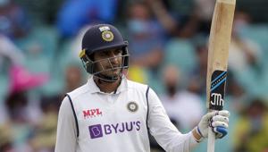 India's Shubman Gill celebrates reaching 50 runs during play on day two.(AP) India's Shubman Gill celebrates reaching 50 runs during play on day two.(AP)