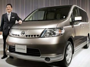 Files-In-this-file-picture-taken-on-May-31-2005-Nissan-Motors-chief-operating-officer-COO-Toshiyuki-Shiga-stands-beside-the-company-s-all-new-Serena-minivan-during-its-press-preview-at-a-Tokyo-hotel-Japanese-auto-giant-Nissan-said-on-September-26-2013-it-would-recall-about-910-000-cars-worldwide-over-an-accelerator-glitch-that-can-stall-vehicle-engines-The-global-recall-covers-five-models-including-the-Serena-minivan-and-X-Trail-SUV-produced-between-October-2004-and-June-this-year-it-said-Photo-AFP-Toshifumi-Kitamura