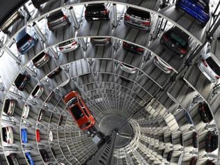 A-VW-Golf-is-pictured-inside-the-so-called-cat-towers-of-car-manufacturer-Volkswagen-AG-VW-Photo-AFP