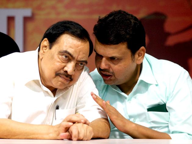 BJP leaders Eknath Khadse and Devendra Fadnavis announced that BJP-Shiv Sena alliance had come to an end.(Kunal Patil/ HT Photo) BJP leaders Eknath Khadse and Devendra Fadnavis announced that BJP-Shiv Sena alliance had come to an end.(Kunal Patil/ HT Photo)