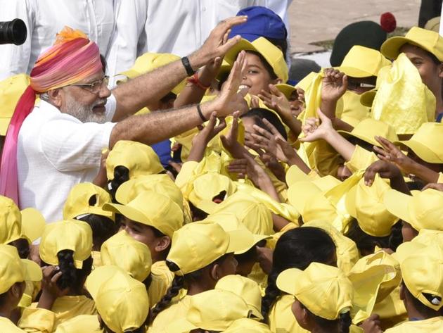 The BJP-led NDA government wants a grand celebration of 70 years of India’s Independence abroad. In this file photo from 2016 Independence Day, Prime Minister Narendra Modi with children during celebrations at Red Fort in New Delhi. (Arvind Yadav/ Hindustan Times) The BJP-led NDA government wants a grand celebration of 70 years of India’s Independence abroad. In this file photo from 2016 Independence Day, Prime Minister Narendra Modi with children during celebrations at Red Fort in New Delhi. (Arvind Yadav/ Hindustan Times)