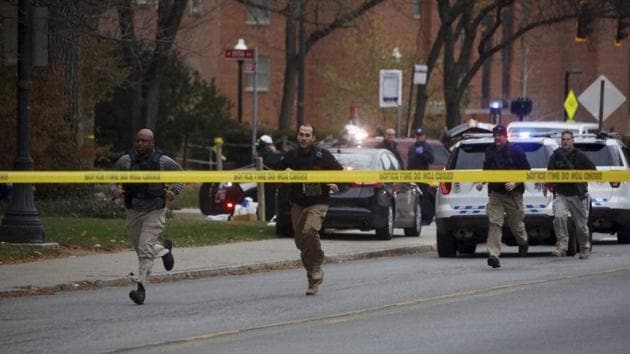 Police respond to reports of an active shooter on campus at Ohio State University on Monday in Columbus, Ohio. (AP) Police respond to reports of an active shooter on campus at Ohio State University on Monday in Columbus, Ohio. (AP)